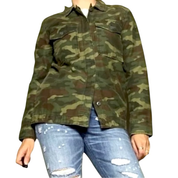 American Eagle Outfitters Green Camo “NAH” Utility Shirt Jacket - Picture 2 of 12